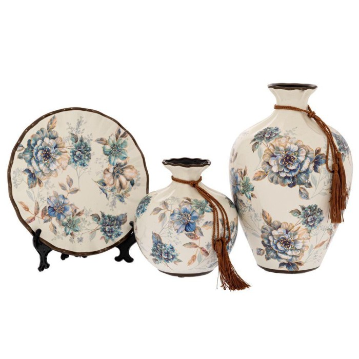 SET 2 VASI E 1 PIATTO CERAMICA